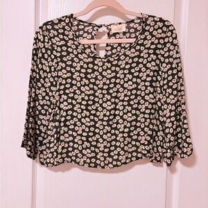 Urban Outfitters Pins & Needles Black and Cream Floral Blouse
